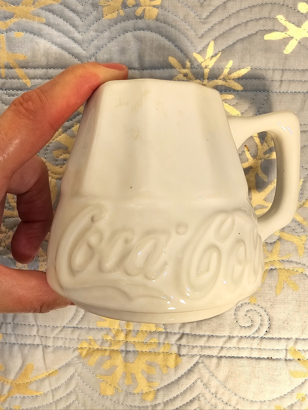 Vintage 1996 Coca-Cola White Mini Embossed Cream & Sugar Set